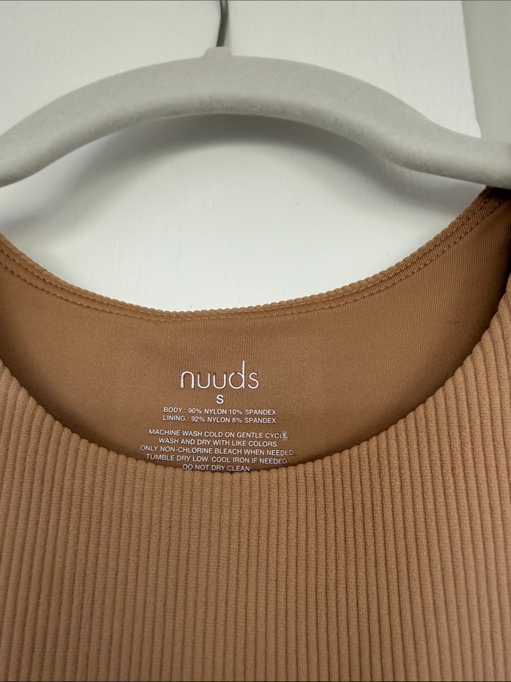 nuuds Ribbed Sleeveless Bodysuit in Camel Brown - Picture 2 of 4